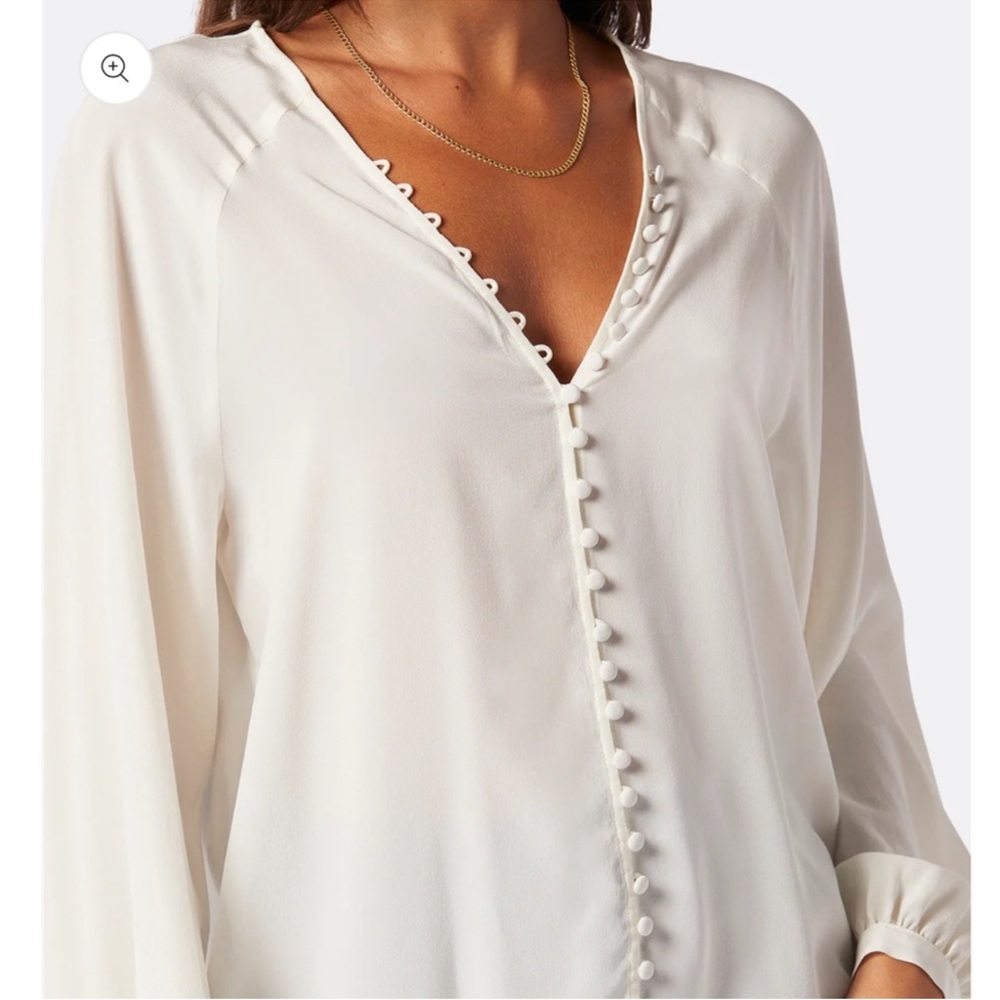 Joie Cream Blouse with Button Accents